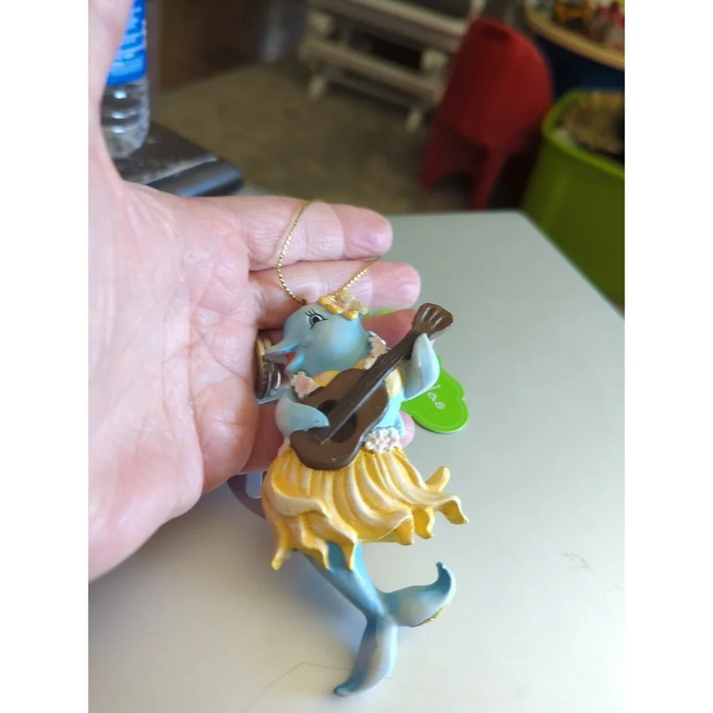 Dolphin Christmas Ornament - Doing the Hula & Playing the Ukulele Tropical